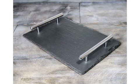 Small Welsh Slate Tray - With Chrome Handles